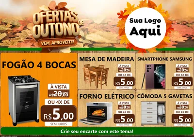 Modelo de Encarte para Encarte A4 Horizontal com o tema Ofertas de Outono - Vem, Aproveite! para Móveis e Eletro