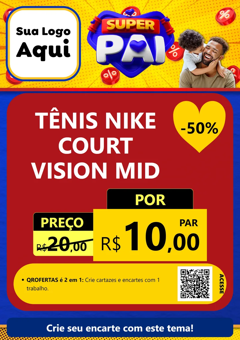 Modelo de Cartaz para Cartaz A4 Vertical com o tema Super Pai para Calçados