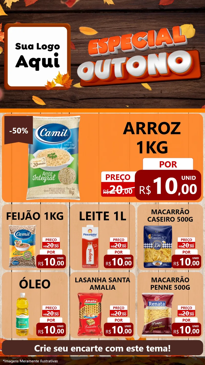 Modelo de Rede Social para Stories com o tema Especial Outono para Supermercado