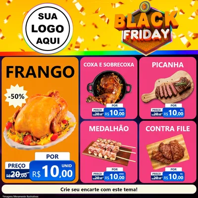 Modelo de Rede Social para Feed Facebook com o tema Black Friday para Assados