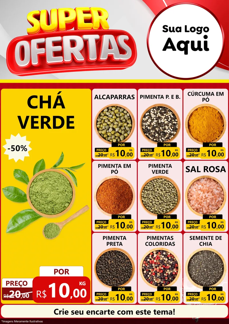 Modelo de Encarte para Encarte A4 Vertical com o tema Super Ofertas para Produtos Naturais
