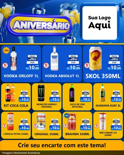 Modelo de Rede Social para Feed Instagram com o tema Aniversário para Distribuidora de bebidas