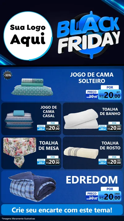 Modelo de TV para TV Vertical com o tema Black Friday para Cama, Mesa e Banho