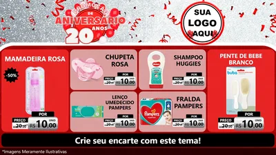 Modelo de TV para TV Horizontal com o tema Promoção de Aniversário - 20 Anos para Bebês