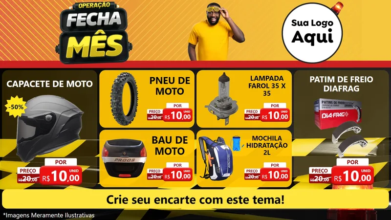Modelo de TV para TV Horizontal com o tema Operação Fecha Mês para Moto peças
