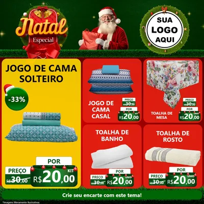 Modelo de Rede Social para Feed Facebook com o tema Natal Especial para Cama, Mesa e Banho