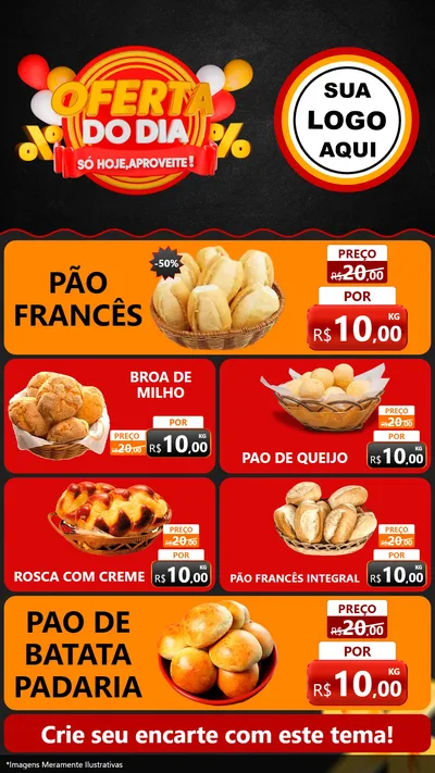 Modelo de TV para TV Vertical com o tema Oferta do Dia - Só hoje, Aproveite! para Padaria
