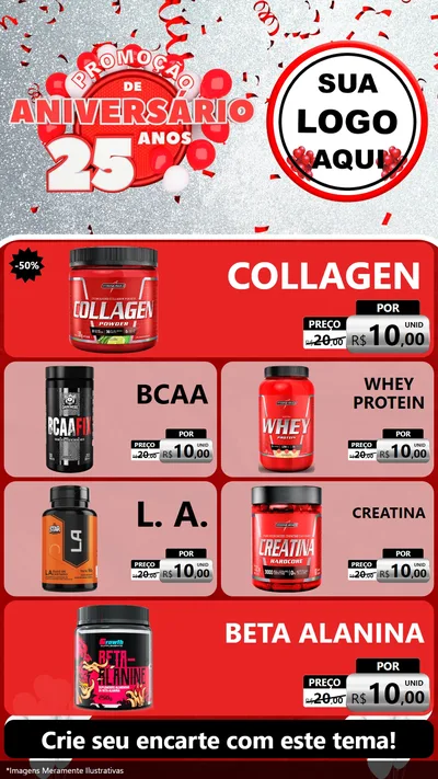 Modelo de TV para TV Vertical com o tema Promoção de Aniversário - 25Anos para Suplementos alimentares