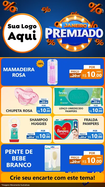 Modelo de TV para TV Vertical com o tema Janeiro Premiado para Bebês