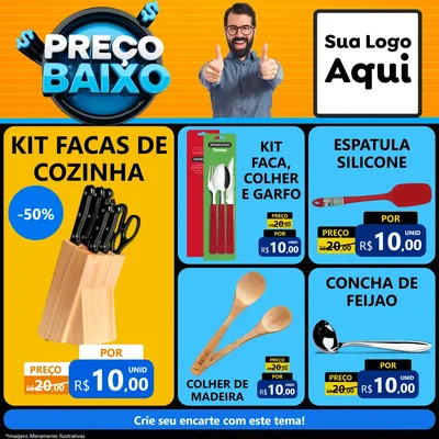 Modelo de Rede Social para Feed Facebook com o tema Preço Baixo para Utilidades Domésticas