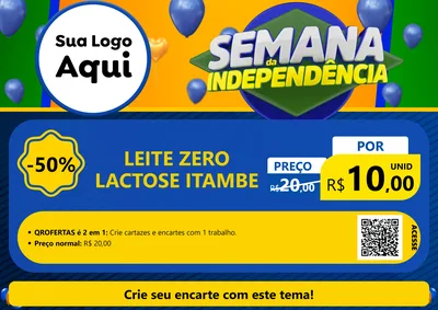 Modelo de Cartaz para Cartaz A4 Horizontal com o tema Semana da Independência para Frios e Laticínios