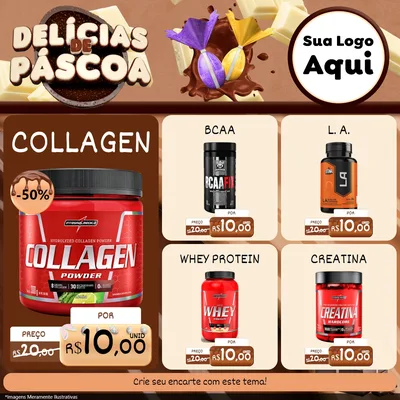 Modelo de Rede Social para Feed Facebook com o tema Delícias de Páscoa para Suplementos alimentares