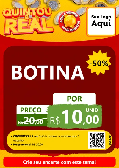 Modelo de Cartaz para Cartaz A4 Vertical com o tema Quintou do Real para Agropecuária