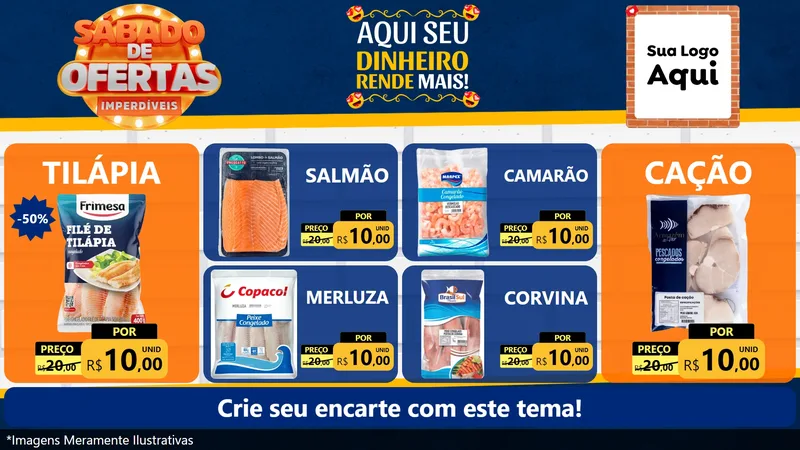 Modelo de TV para TV Horizontal com o tema Sábado de Ofertas Imperdíveis para Peixaria