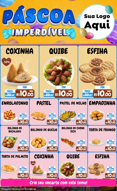 Modelo de Encarte para Encarte Grande com o tema Páscoa Imperdível para Salgadaria