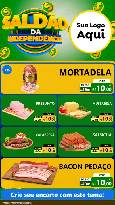 Modelo de TV para TV Vertical com o tema Saldão da Indepêndencia para Frios e Laticínios