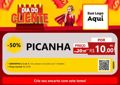 Modelo de Cartaz para Cartaz A4 Horizontal com o tema Dia do Cliente para Açougue