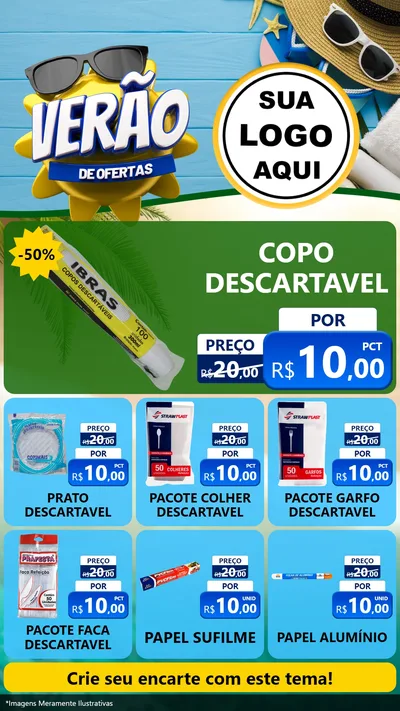 Modelo de Rede Social para Stories com o tema Verão de Ofertas para Embalagens