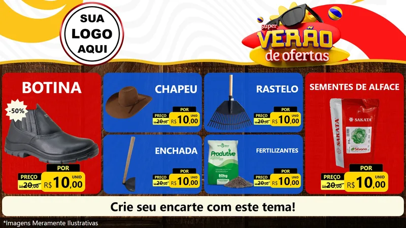 Modelo de TV para TV Horizontal com o tema Super Verão de Ofertas para Agropecuária