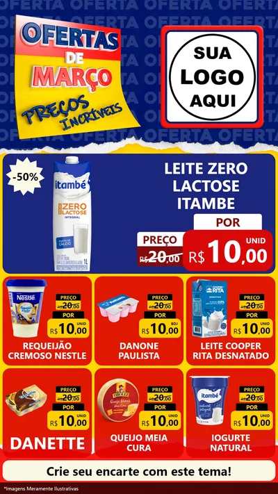 Modelo de Rede Social para Stories com o tema Ofertas de Março - Preços Incríveis para Frios e Laticínios