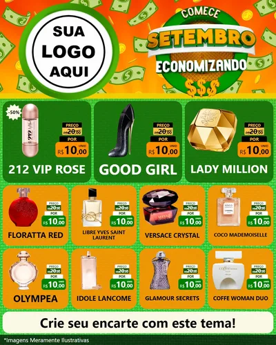 Modelo de Rede Social para Feed Instagram com o tema Comece Setembro Economizando para Perfumes