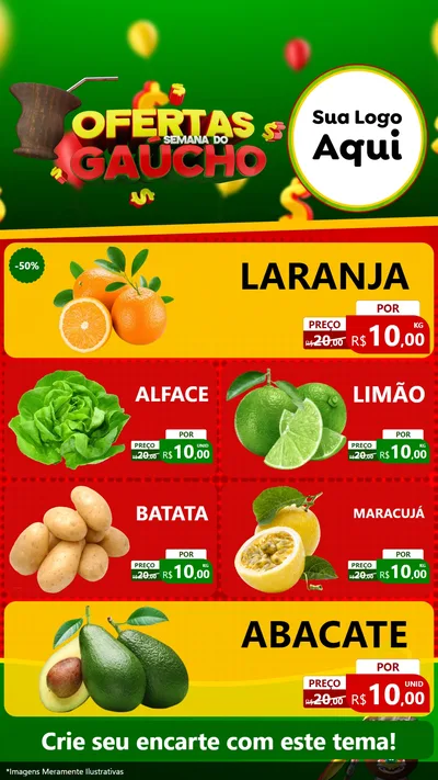 Modelo de TV para TV Vertical com o tema Ofertas Semana Do Gaúcho para Hortifrúti