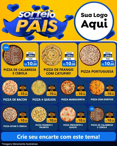 Modelo de Rede Social para Feed Instagram com o tema Sorteio Dia dos Pais para Pizzaria