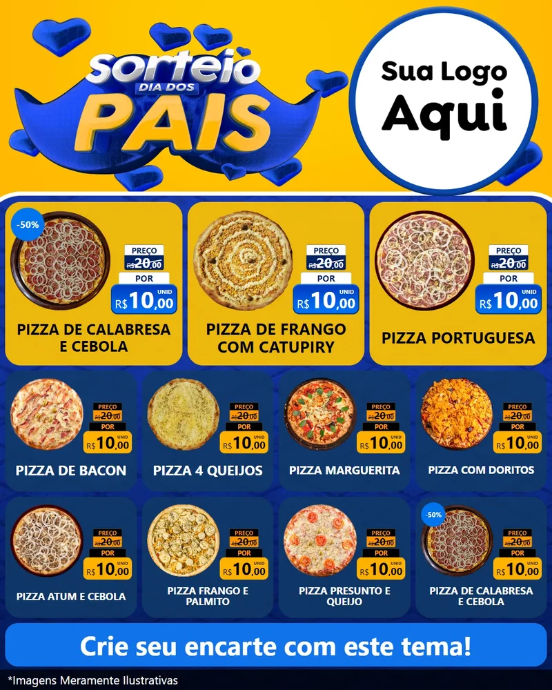 Modelo de Rede Social para Feed Instagram com o tema Sorteio Dia dos Pais para Pizzaria
