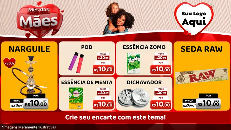 Modelo de TV para TV Horizontal com o tema Mês das Mães para Tabacaria
