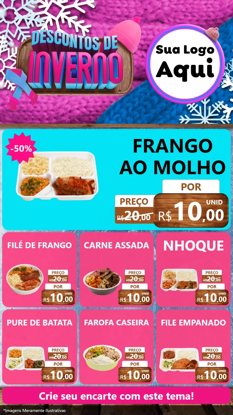 Modelo de Rede Social para Stories com o tema Descontos de Inverno para Restaurante