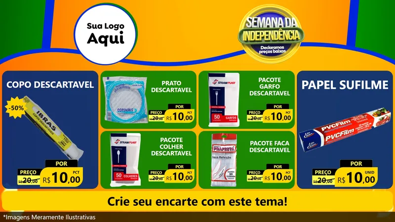 Modelo de TV para TV Horizontal com o tema Semana da Independência Declaramos Preços Baixos para Embalagens