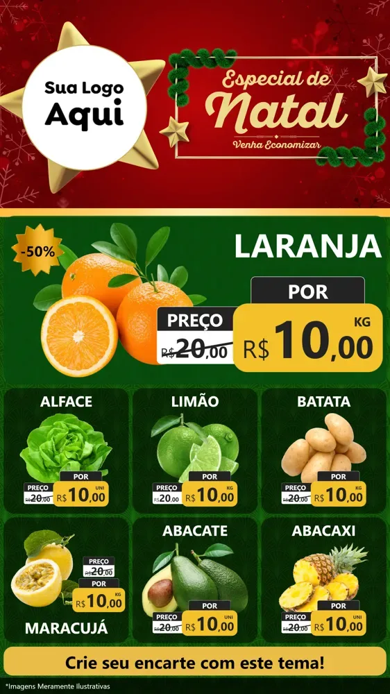Modelo de Rede Social para Stories com o tema Especial de Natal para Hortifrúti