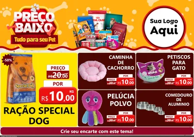 Modelo de Encarte para Encarte A4 Horizontal com o tema Preço Baixo - Tudo Para Seu Pet para Pet Shop