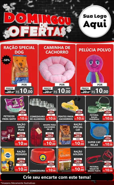 Modelo de Encarte para Encarte Grande com o tema Domingou de Ofertas para Pet Shop