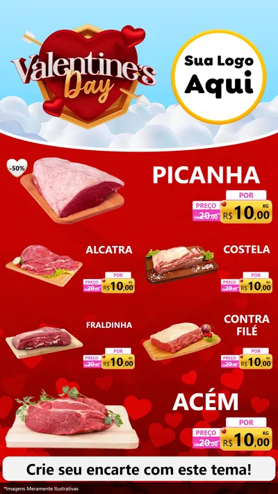 Modelo de TV para TV Vertical com o tema Valentine's Day para Açougue