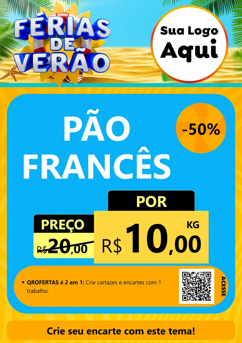 Modelo de Cartaz para Cartaz A4 Vertical com o tema Férias de Verão para Padaria