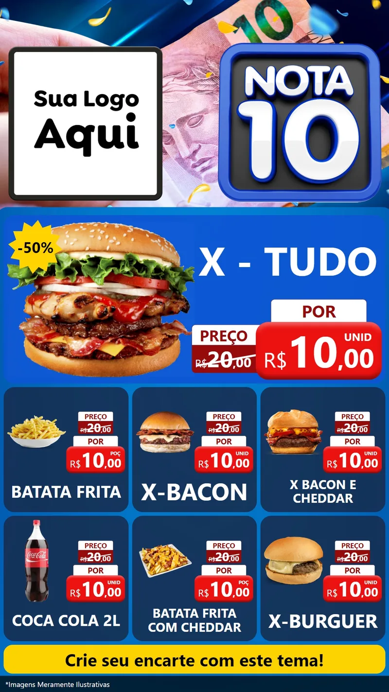 Modelo de Rede Social para Stories com o tema Nota 10 para Hamburgueria