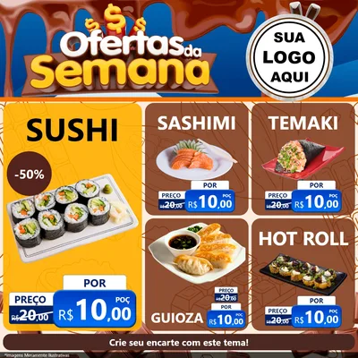 Modelo de Rede Social para Feed Facebook com o tema Ofertas da Semana - Páscoa para Comida japonesa