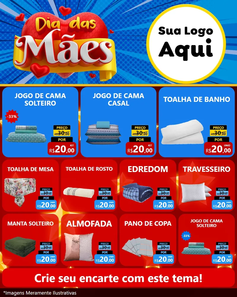 Modelo de Rede Social para Feed Instagram com o tema Dia das Mães para Cama, Mesa e Banho