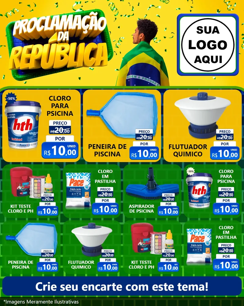 Modelo de Rede Social para Feed Instagram com o tema Proclamação da República para Produtos para Piscina
