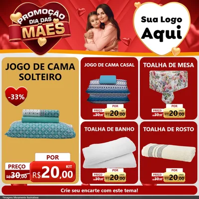 Modelo de Rede Social para Feed Facebook com o tema Promoção Dia das Mães para Cama, Mesa e Banho