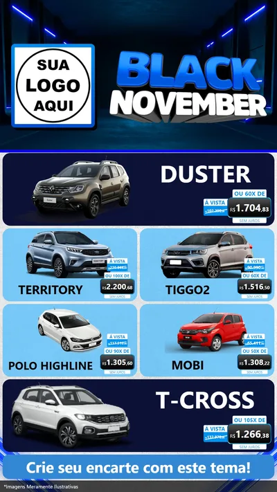 Modelo de TV para TV Vertical com o tema Black November para Concessionaria de Carros