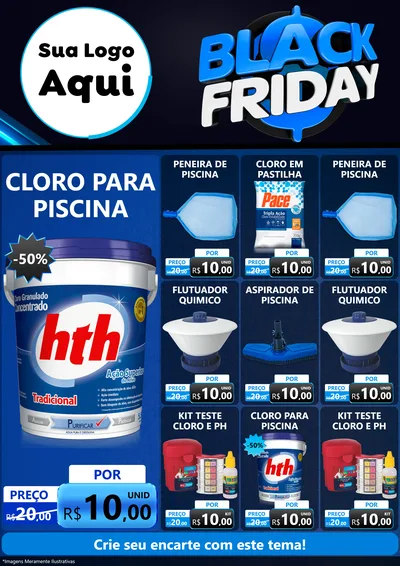 Modelo de Encarte para Encarte A4 Vertical com o tema Black Friday para Produtos para Piscina