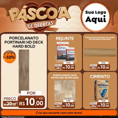 Modelo de Rede Social para Feed Facebook com o tema Páscoa de Ofertas para Pisos e revestimentos