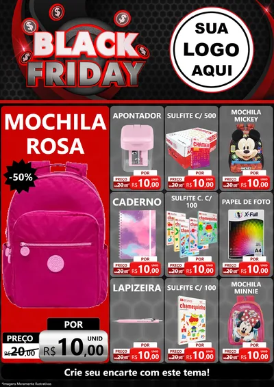 Modelo de Encarte para Encarte A4 Vertical com o tema Black Friday para Papelaria