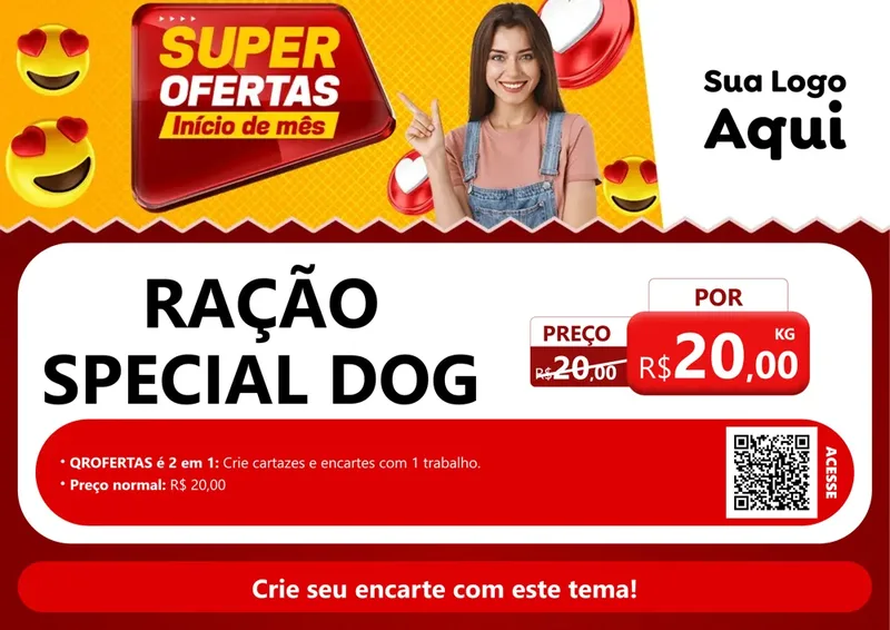 Modelo de Cartaz para Cartaz A4 Horizontal com o tema Super Ofertas Inicio De mês para Pet Shop