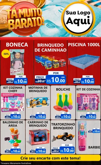 Modelo de Encarte para Encarte Grande com o tema Está Muito Barato para Brinquedos