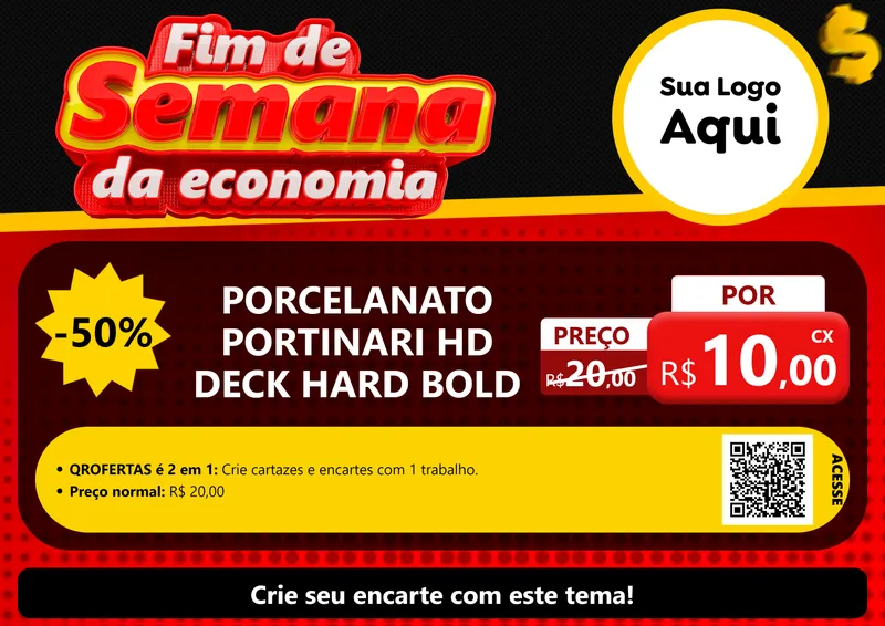 Modelo de Cartaz para Cartaz A4 Horizontal com o tema Fim de Semana da Economia para Pisos e revestimentos