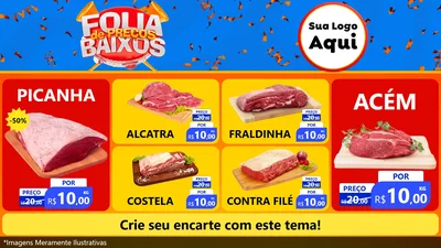 Modelo de TV para TV Horizontal com o tema Folia de Preços Baixos para Açougue