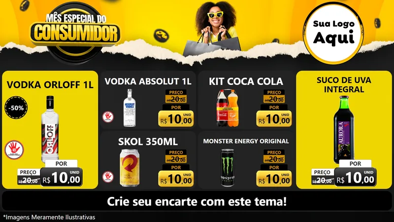 Modelo de TV para TV Horizontal com o tema Mês Especial do Consumidor para Distribuidora de bebidas